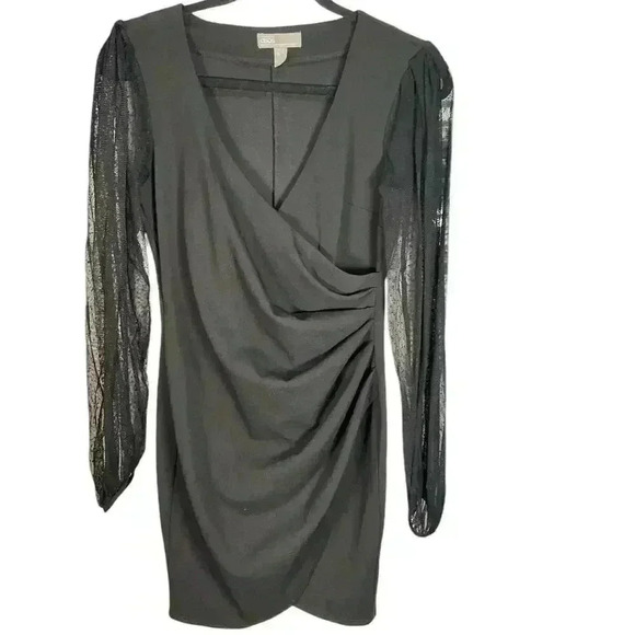 ASOS Design Ballon Sleeve Dobby Mini Dress In Black Size 4 NWOT - Picture 3 of 10